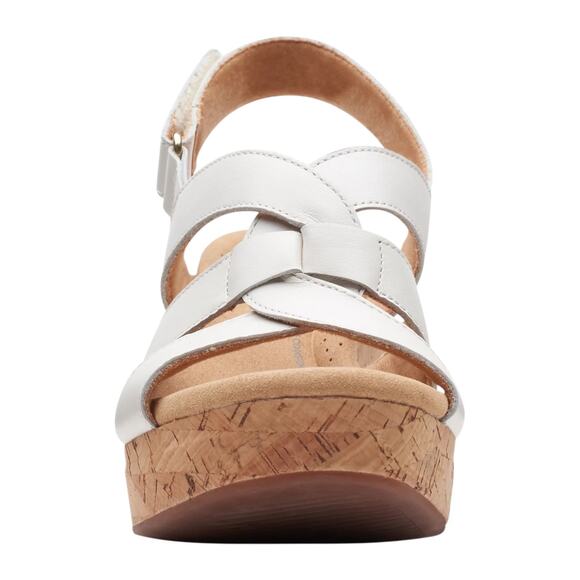 Clarks Women's Giselle Beach Leather Slingback Wedge Sandals White Size 10 - Picture 3 of 6